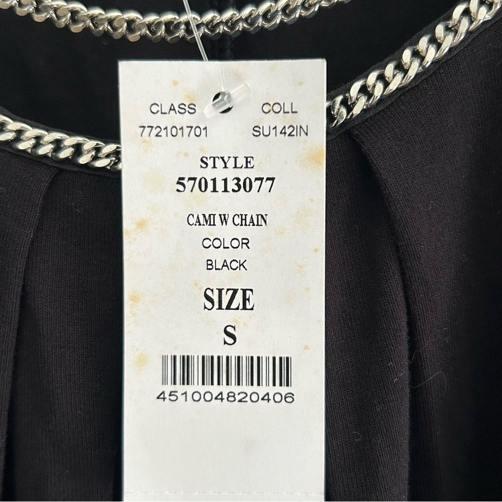 White House Black Market Black Cami with Chain Detail - Size S - Picture 4 of 6